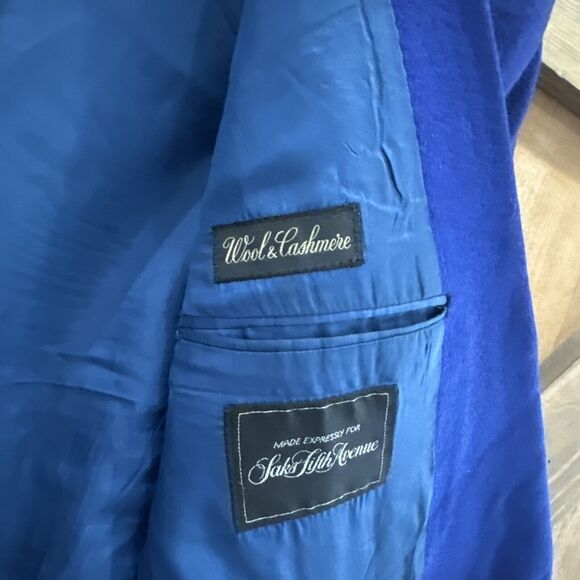 Versace Classic V2 Blue Cashmere Wool One Button Blazer Women’s Sz 50R Vintage - Picture 5 of 10